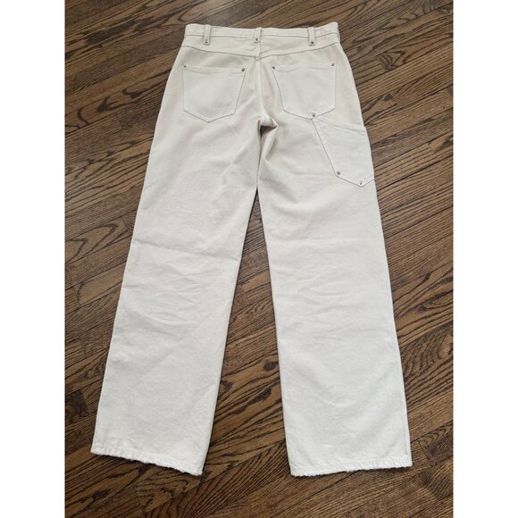 Re/Done Mid Rise Workwear Wide Leg Distressed Vintage White Denim Size 29 - Picture 3 of 3